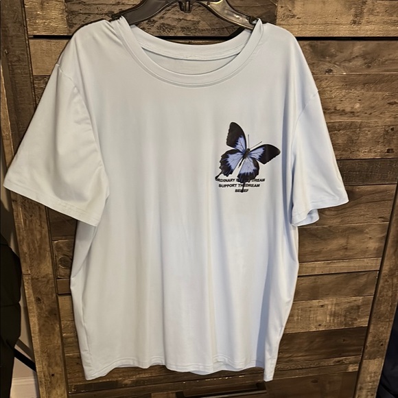 Blue Butterfly Graphic T-Shirt - Picture 1 of 4